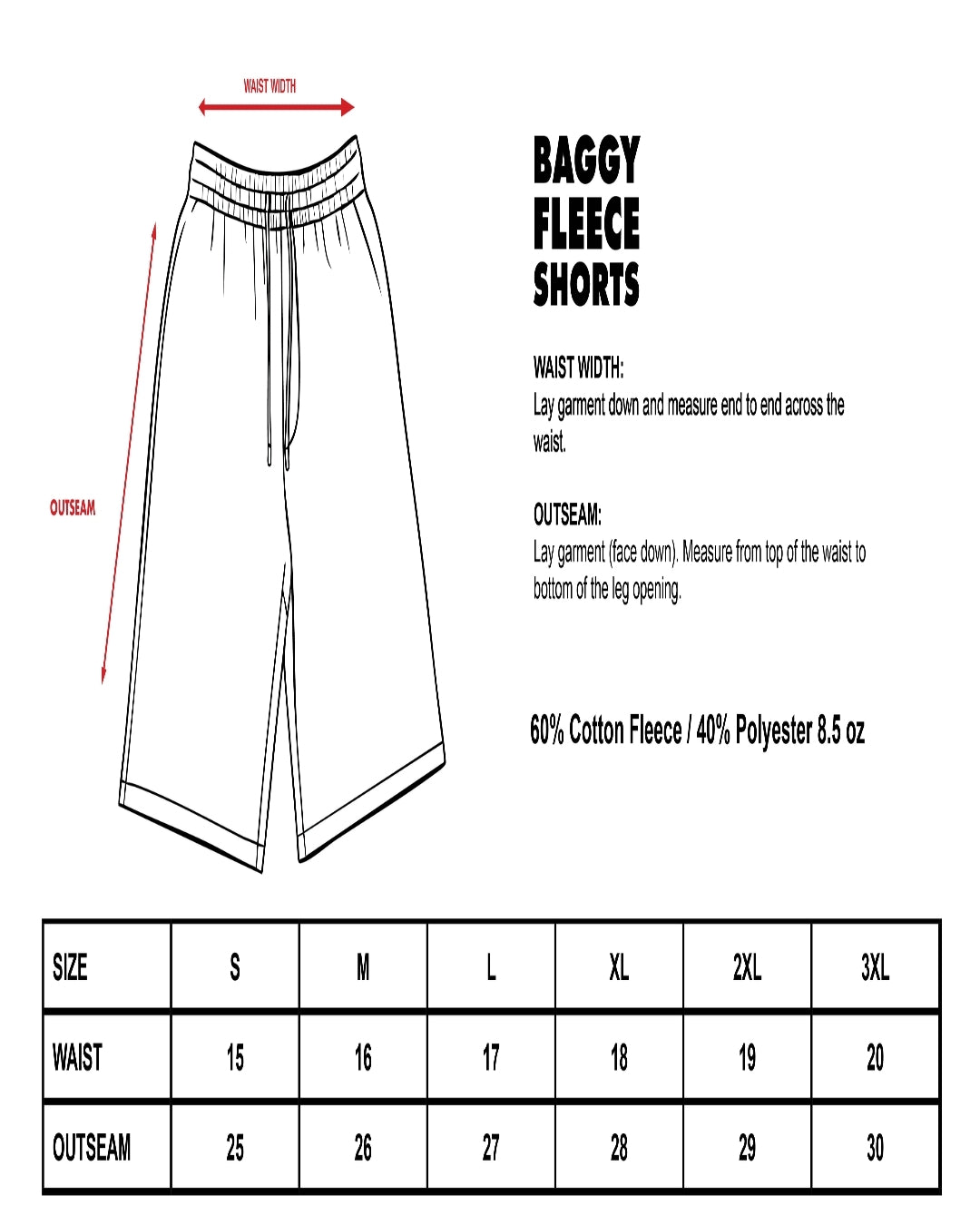 Shakawear Baggy Long Fleece Shorts